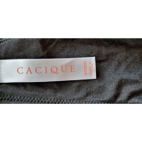 Cacique Black Lace Bra Lightly Lined Full Coverage Wireless Size 40 DDD Coquette - Picture 4 of 9